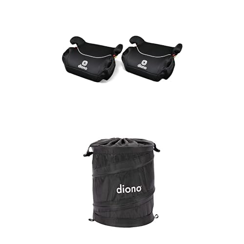 Pack of 2 Backless Booster Car Seat, Black + Collapsible Car Trash Can F315