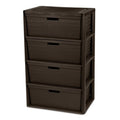 4 Drawer Plastic Storage Tower with Removable Bins Brown G6174