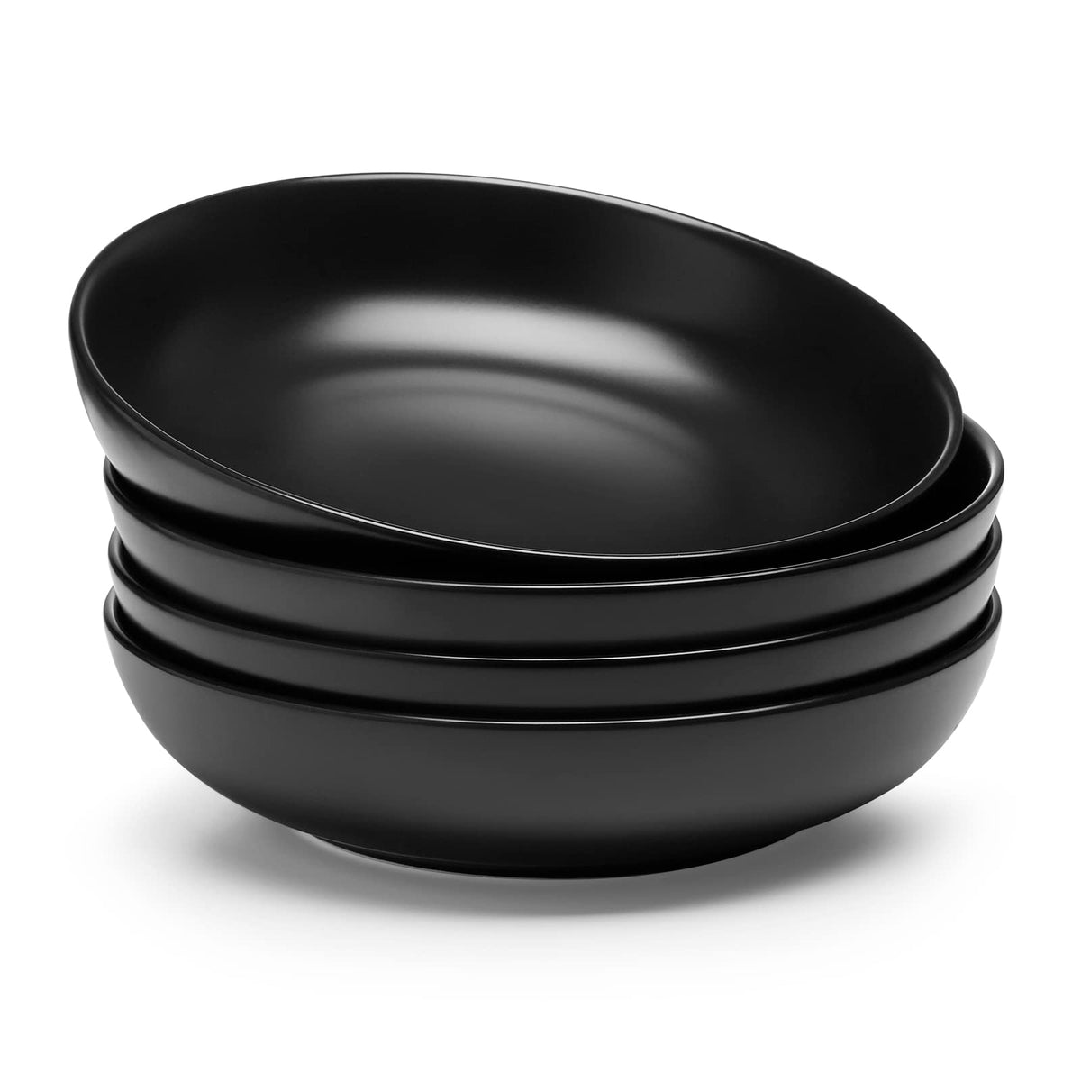 Matte Black Porcelain Pasta Bowls Set of 4 I658179