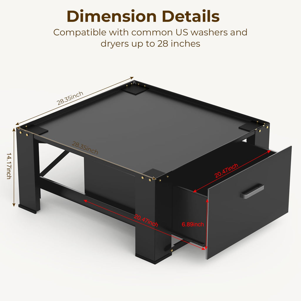 Black Washer and Dryer Pedestal with Drawer Q57568