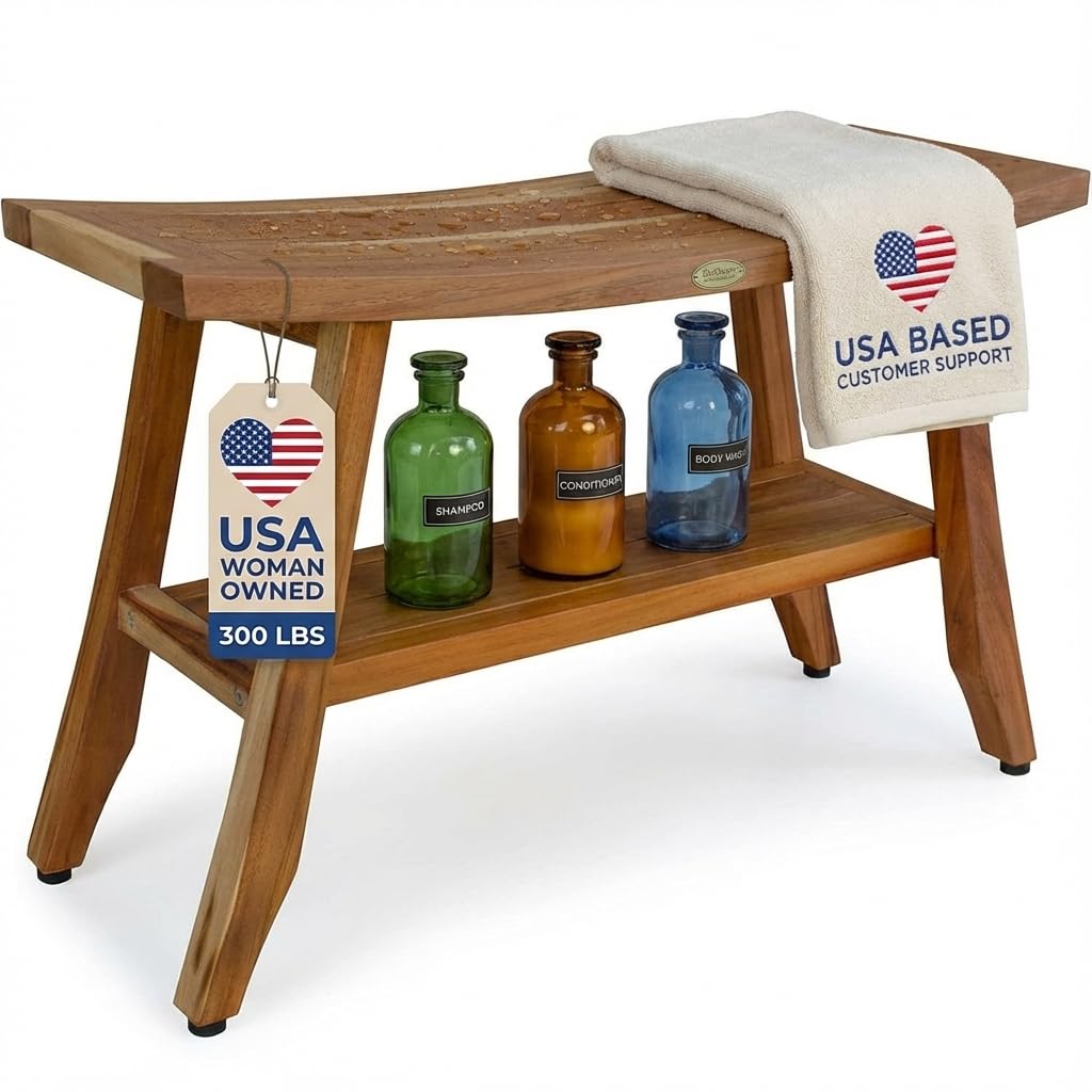 34-Inch Natural Teak Shower Bench M59947