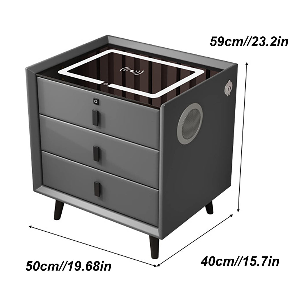 White 3 Drawer Smart Nightstand with Wireless Charging C96310
