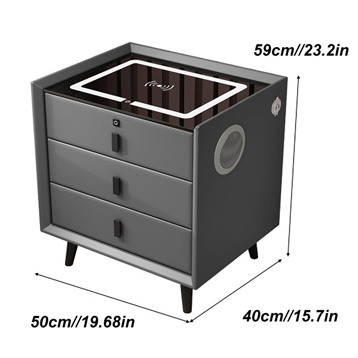 White 3 Drawer Smart Nightstand with Wireless Charging C96310