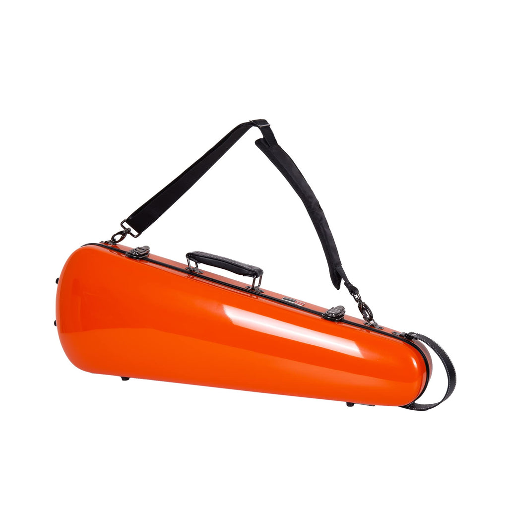 Fiberglass Violin Case for 4/4 Full Size Glossy Orange Velvet Interior N6435