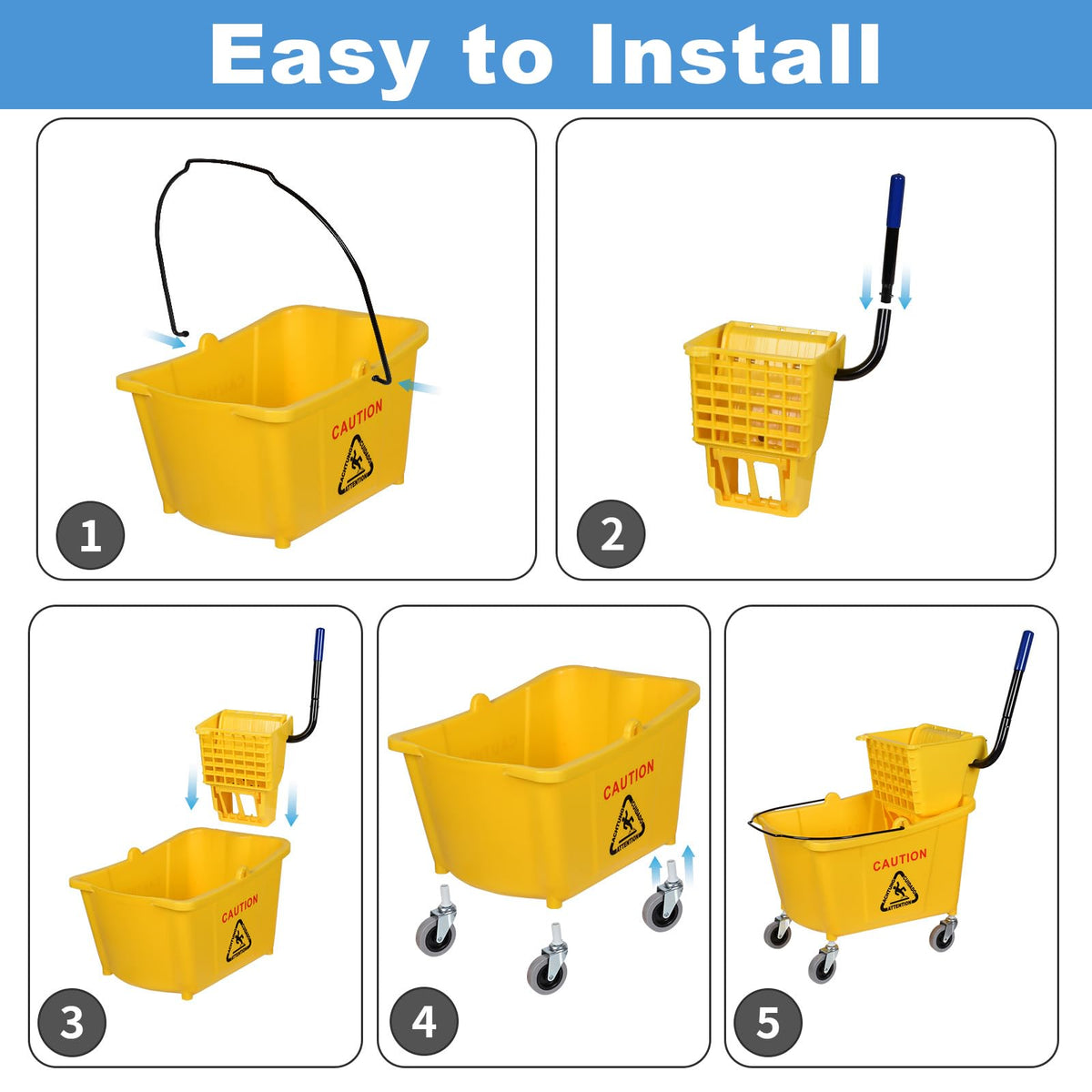 Commercial Mop Bucket on Wheels, 35-Quart Z29848