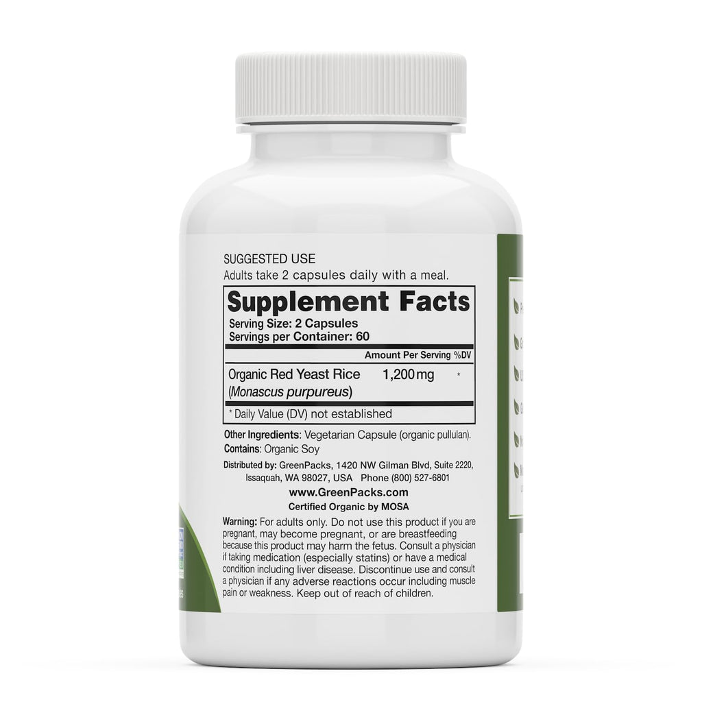Organic Red Yeast Rice Supplement, 120 Capsules D405