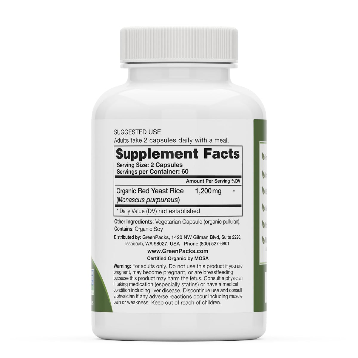 Organic Red Yeast Rice Supplement, 120 Capsules D405