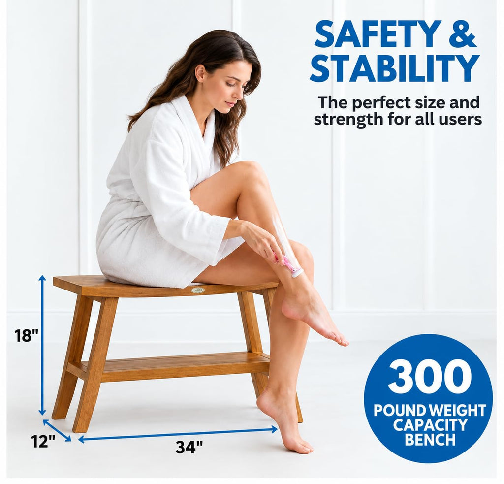 34-Inch Natural Teak Shower Bench M59947