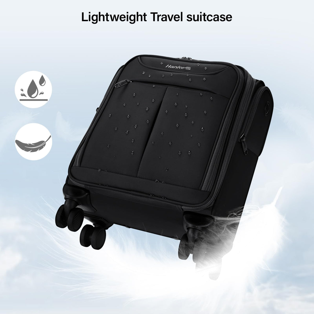 Black 16 Inch Underseat Carry On Luggage with Spinner Wheels F95070