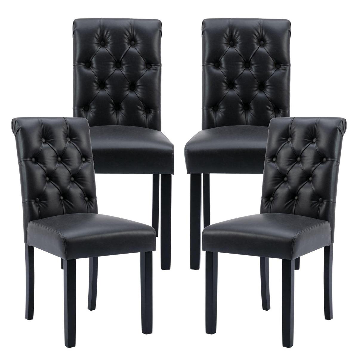Black PU Leather Dining Chairs Set of 4 L92271