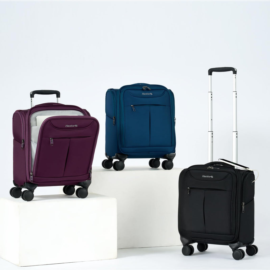 Black 16 Inch Underseat Carry On Luggage with Spinner Wheels F95070