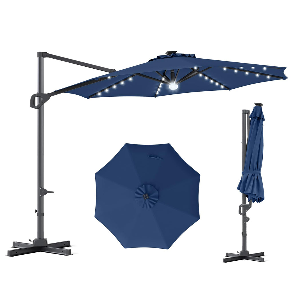 10ft Solar LED Offset Cantilever Patio Umbrella R342952