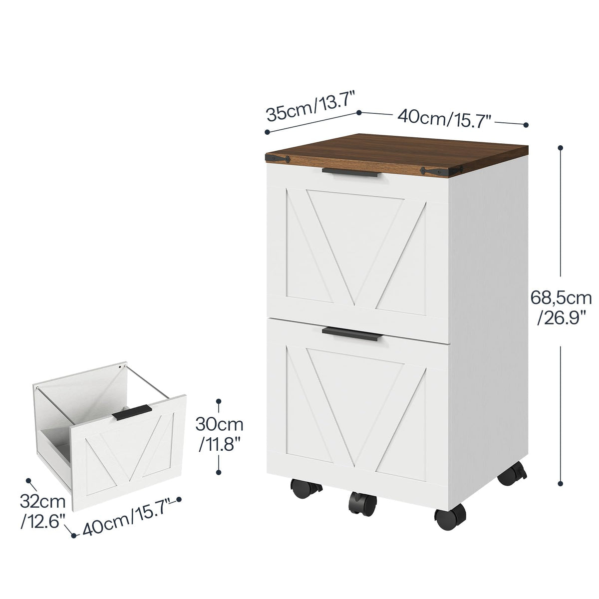 2 Drawers Rolling File Cabinet F4893