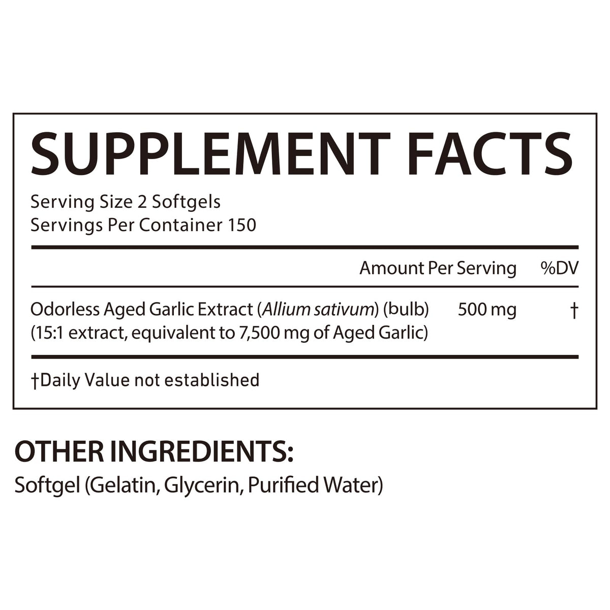 Odorless Garlic Softgels 7500mg 300 Softgels Y4466