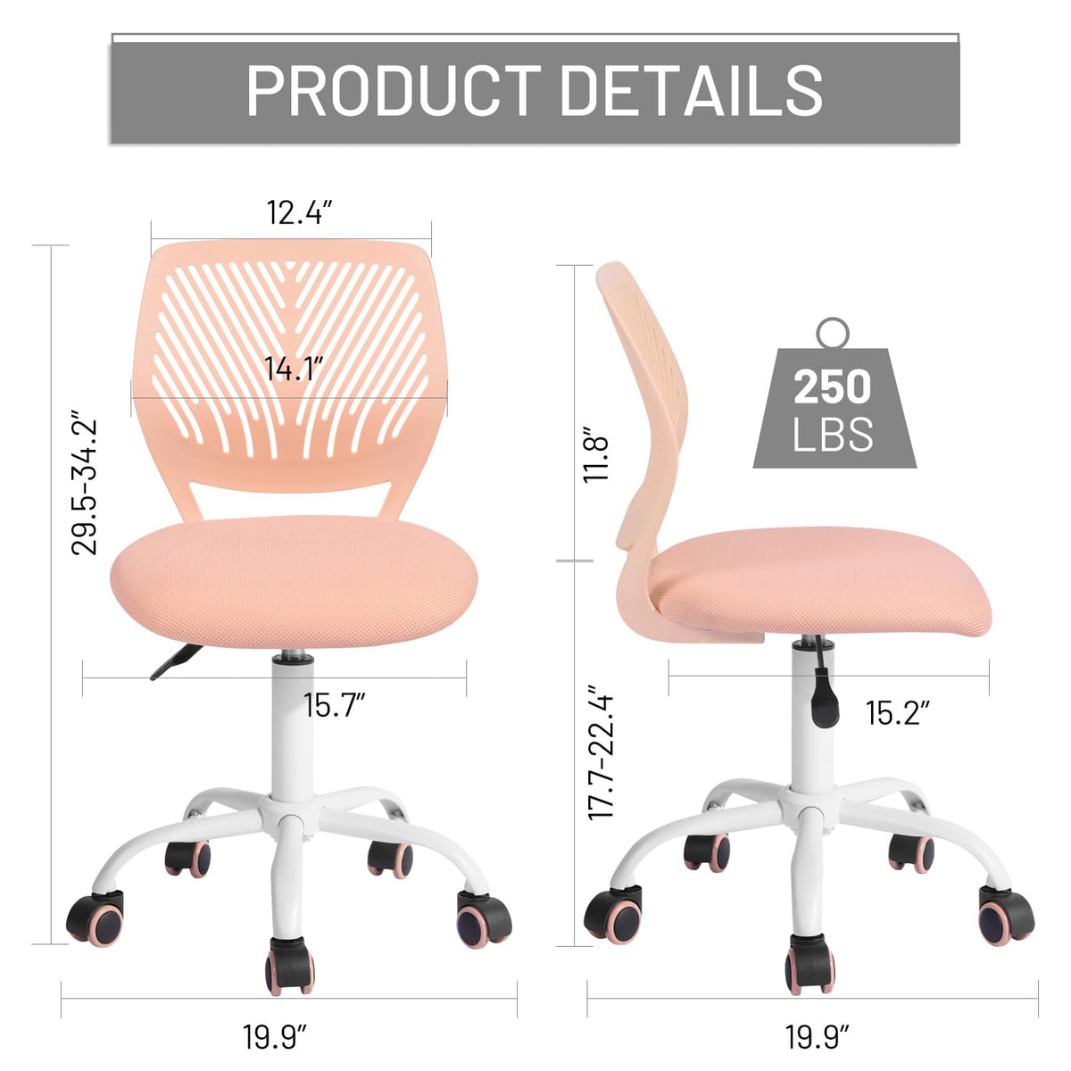 Armless Adjustable Swivel Mesh Task Chair Q479