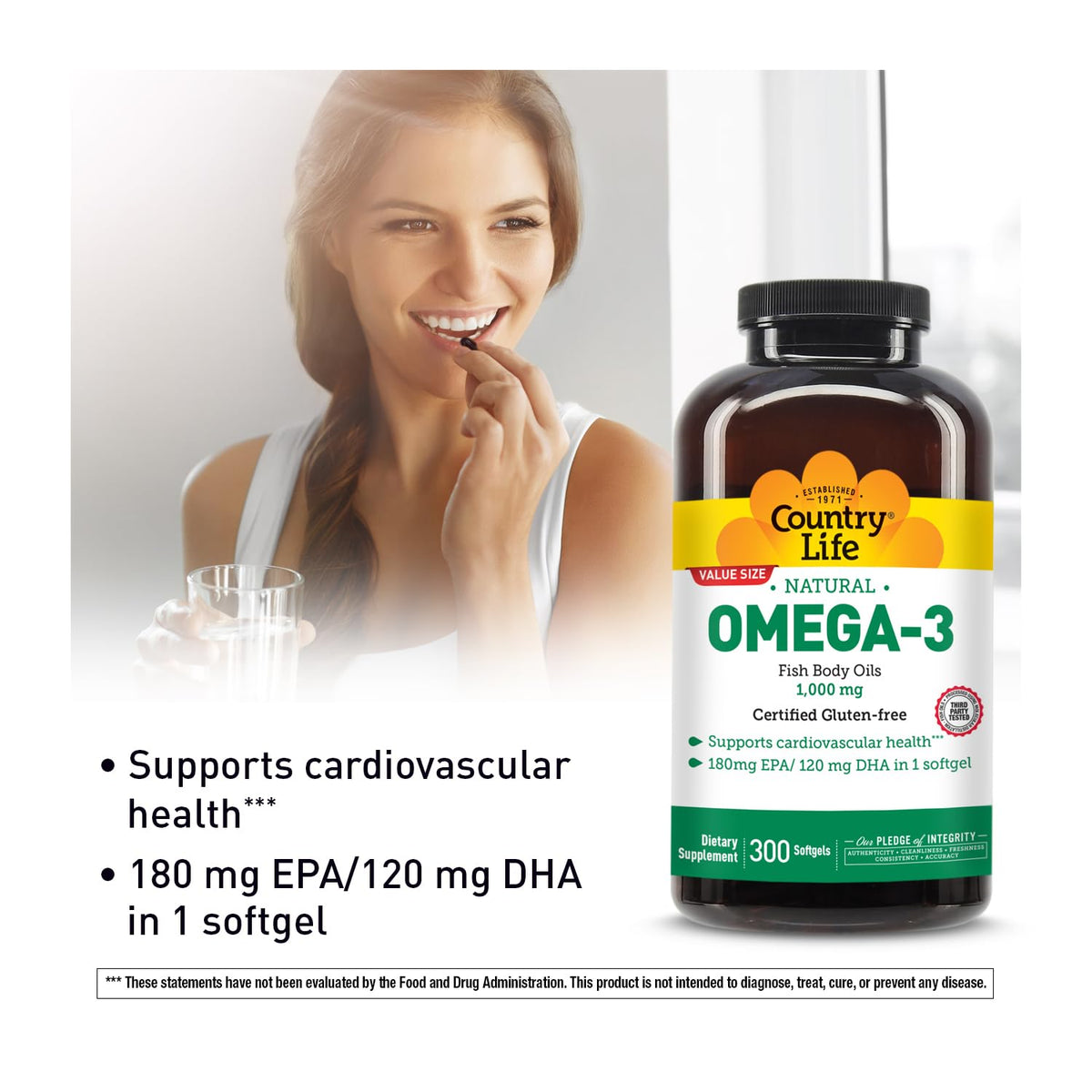 Omega-3 Fish Oil 1,000 mg 300 Softgels G4802