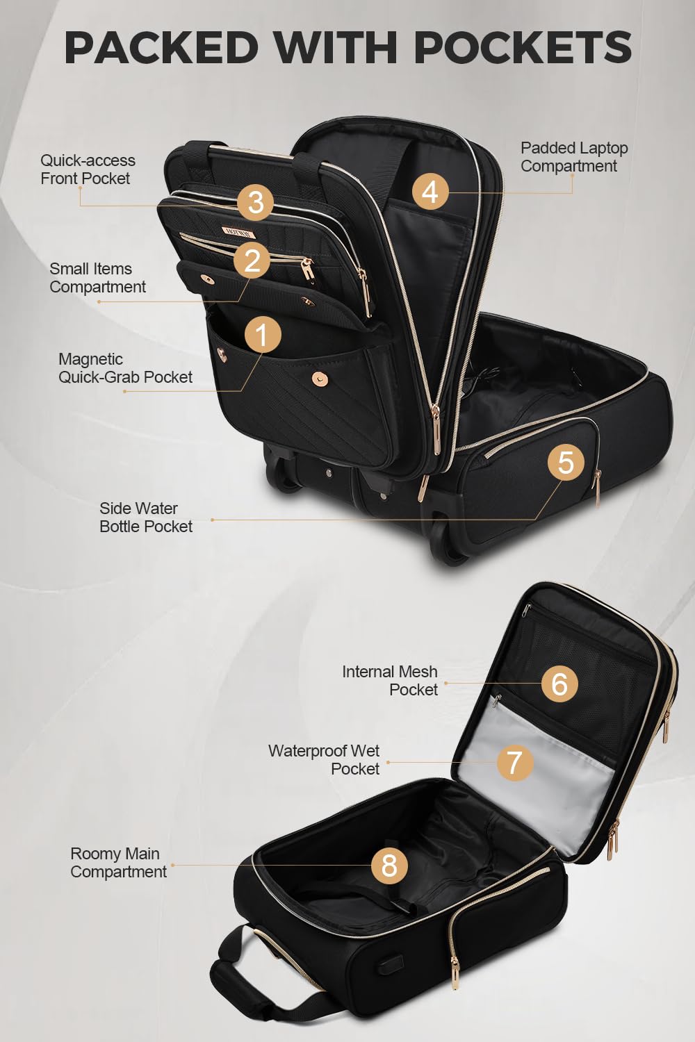 16” Softside Underseat Carry On Luggage with Wheels I584151