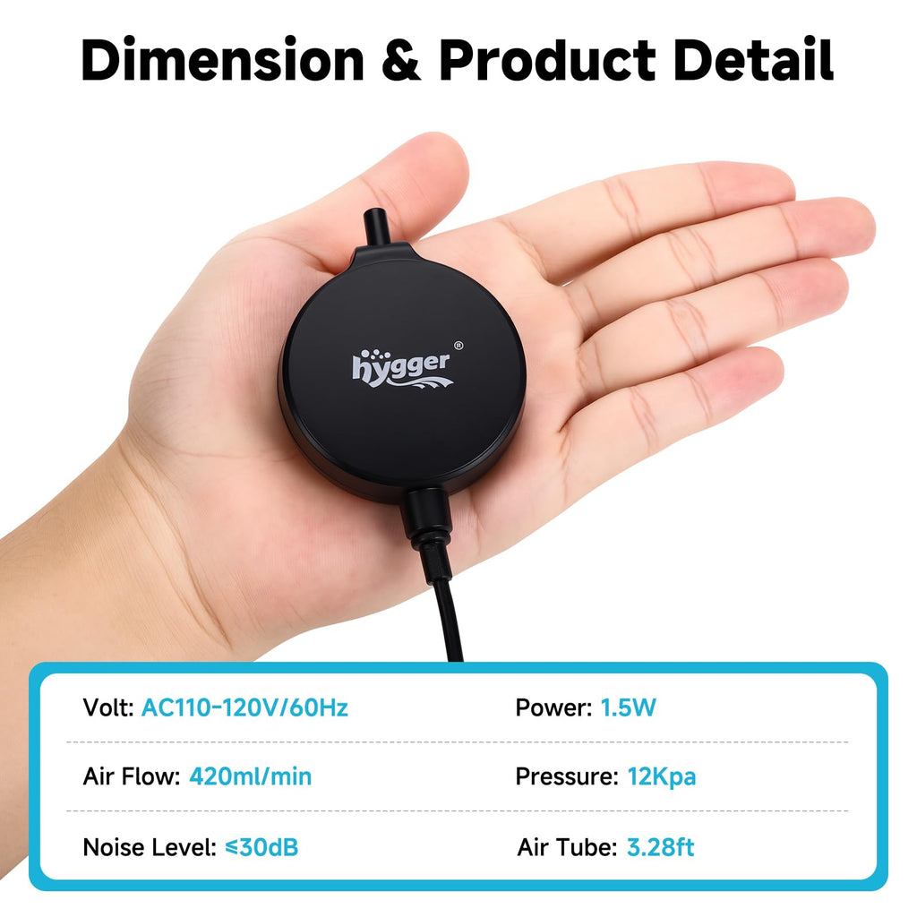 1.5 Watt Mini Aquarium Air Pump with Air Stone Tubing H96622