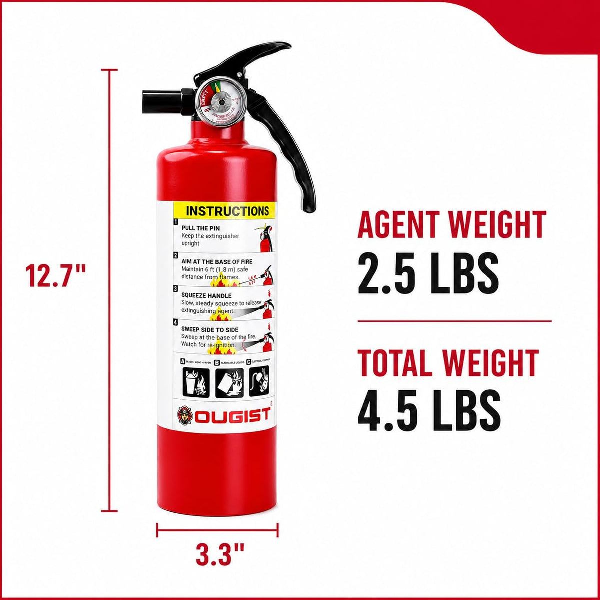 2.5 lb Dry Chemical ABC Fire Extinguisher, 2 Pack A34951