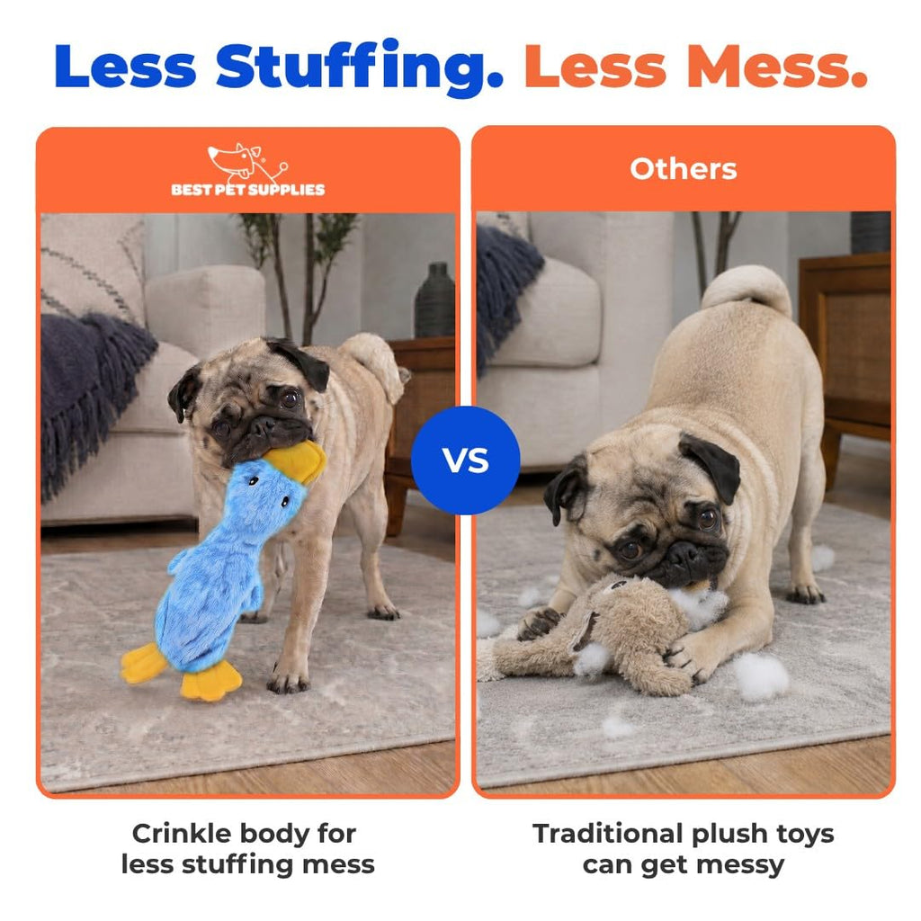 Interactive Squeaky Dog Toy Crinkle Duck Blue B391264