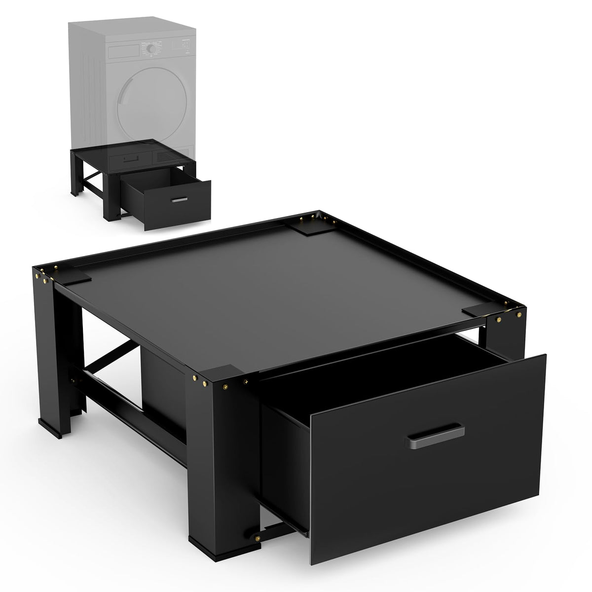 Black Washer and Dryer Pedestal with Drawer Q57568