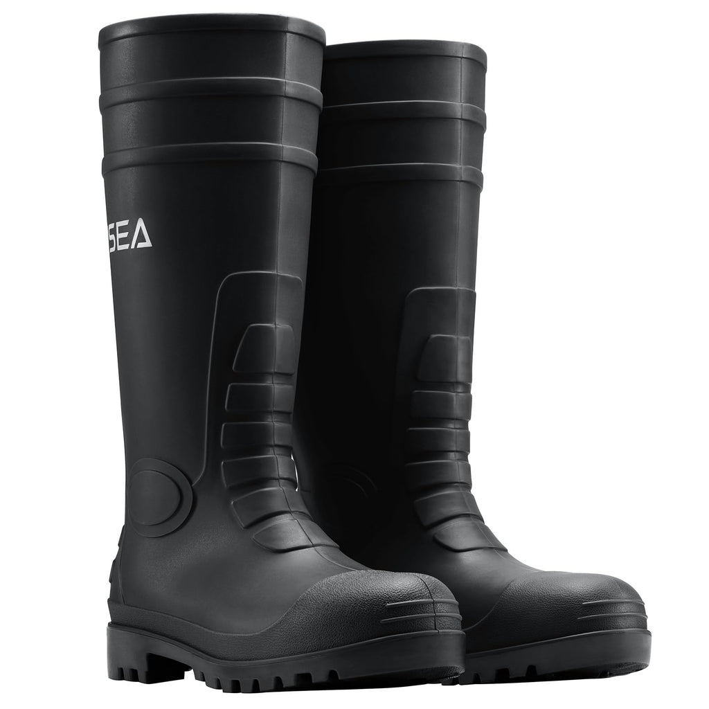 Men's Steel-Toe Waterproof Rubber Rain Boots Q22343