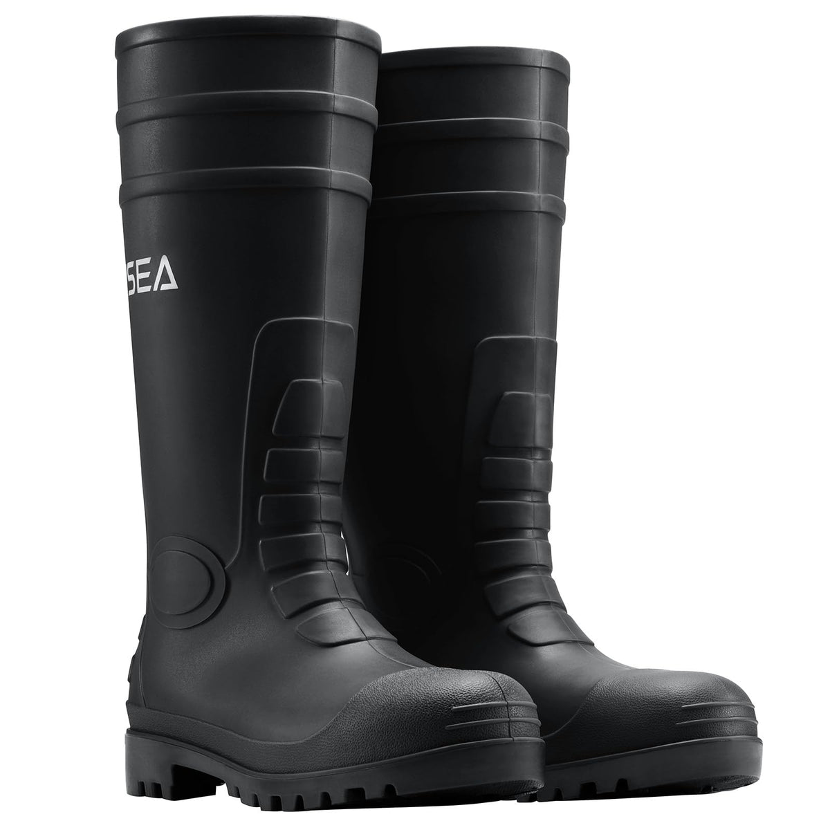 Men's Steel-Toe Waterproof Rubber Rain Boots Q22343