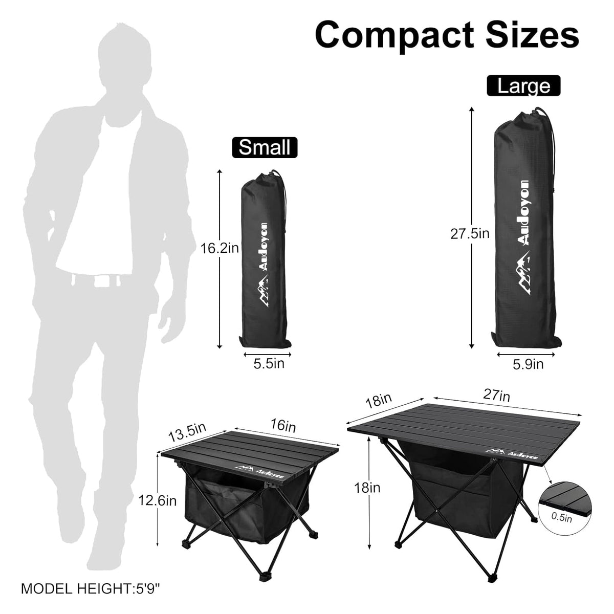 Foldable Aluminum Camping Side Table with Carry Bag D20086