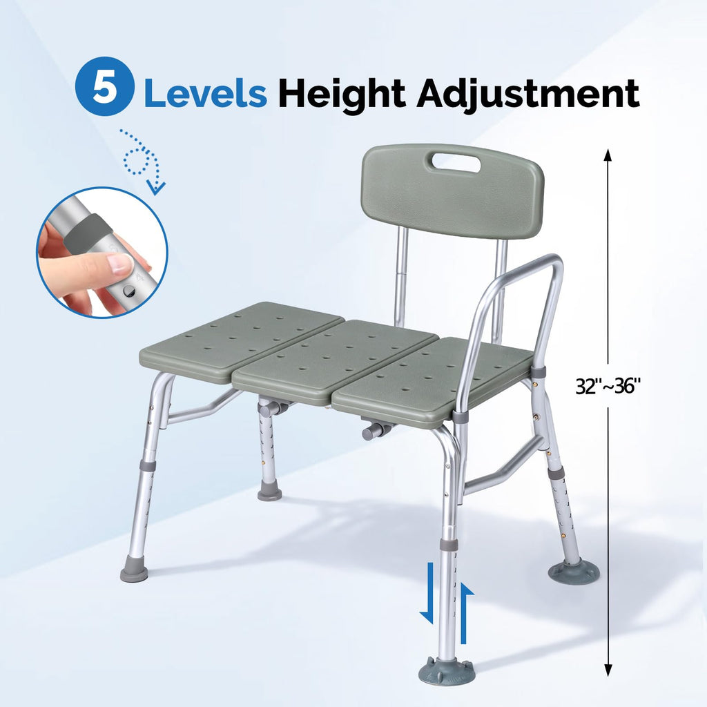 Height Adjustable Tub Transfer Bench Shower Chair with Backrest K922