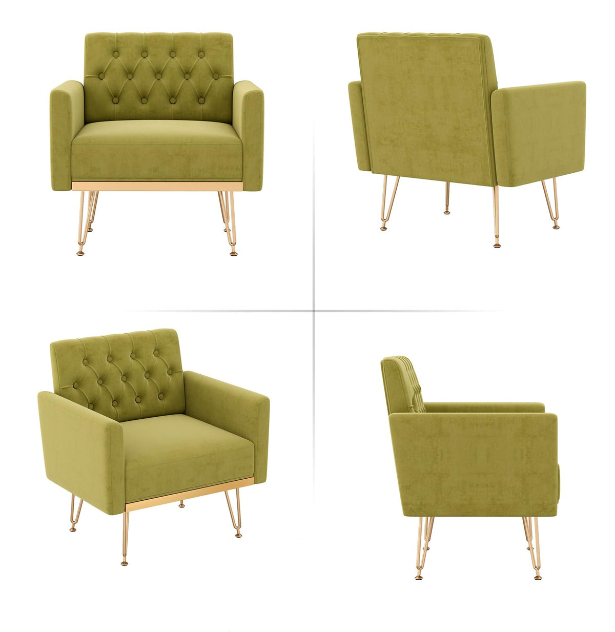 Green Velvet Accent Chair with Arm V8631