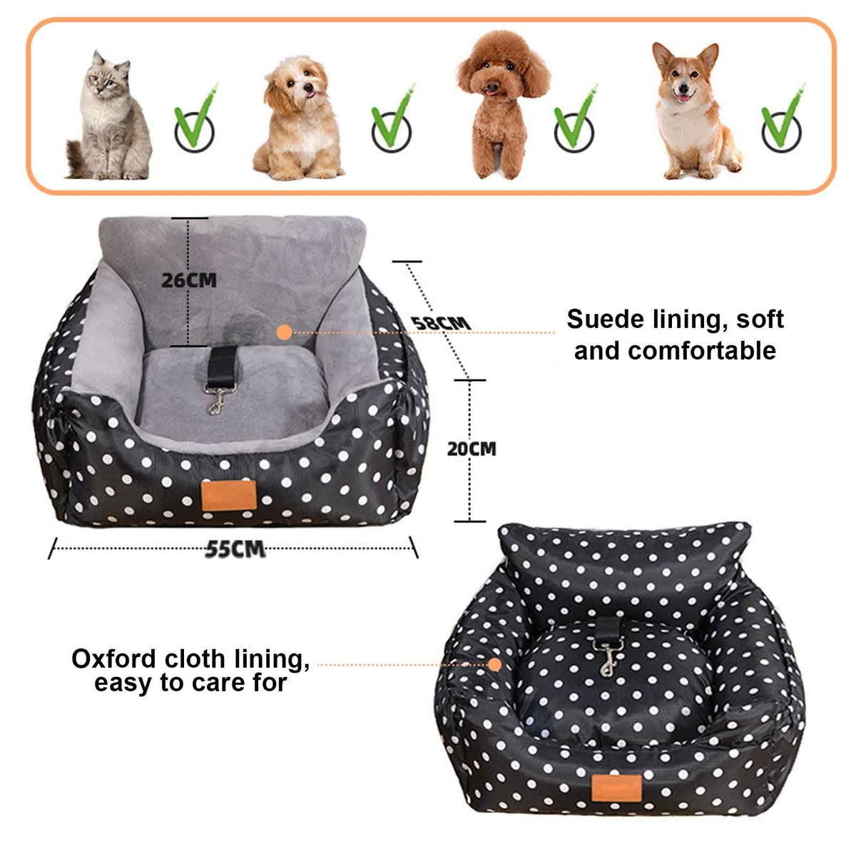 2-in-1 Waterproof Pet Car Seat & Car Bed N438093