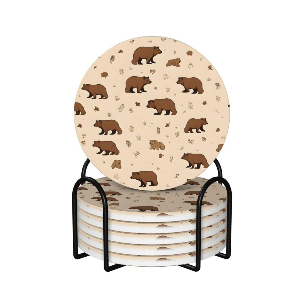 6-Piece Set of Absorbent Ceramic Coasters with Cork Backing G81280