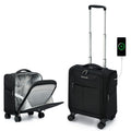 Black 16 Inch Underseat Carry On Luggage with Spinner Wheels F95070