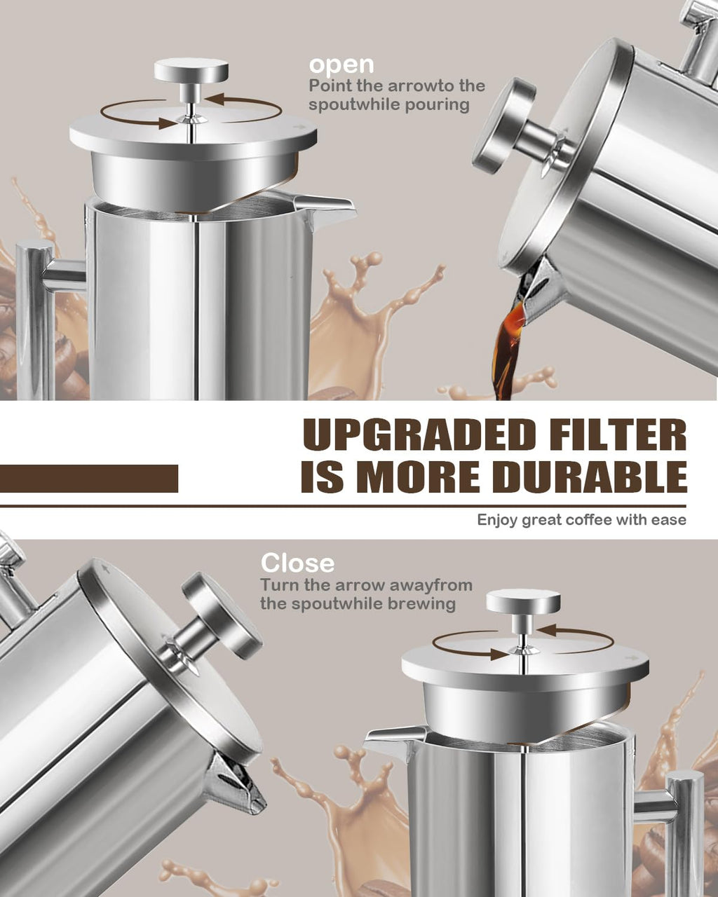 French Press Coffee Maker Stainless Steel 17 OZ F964206