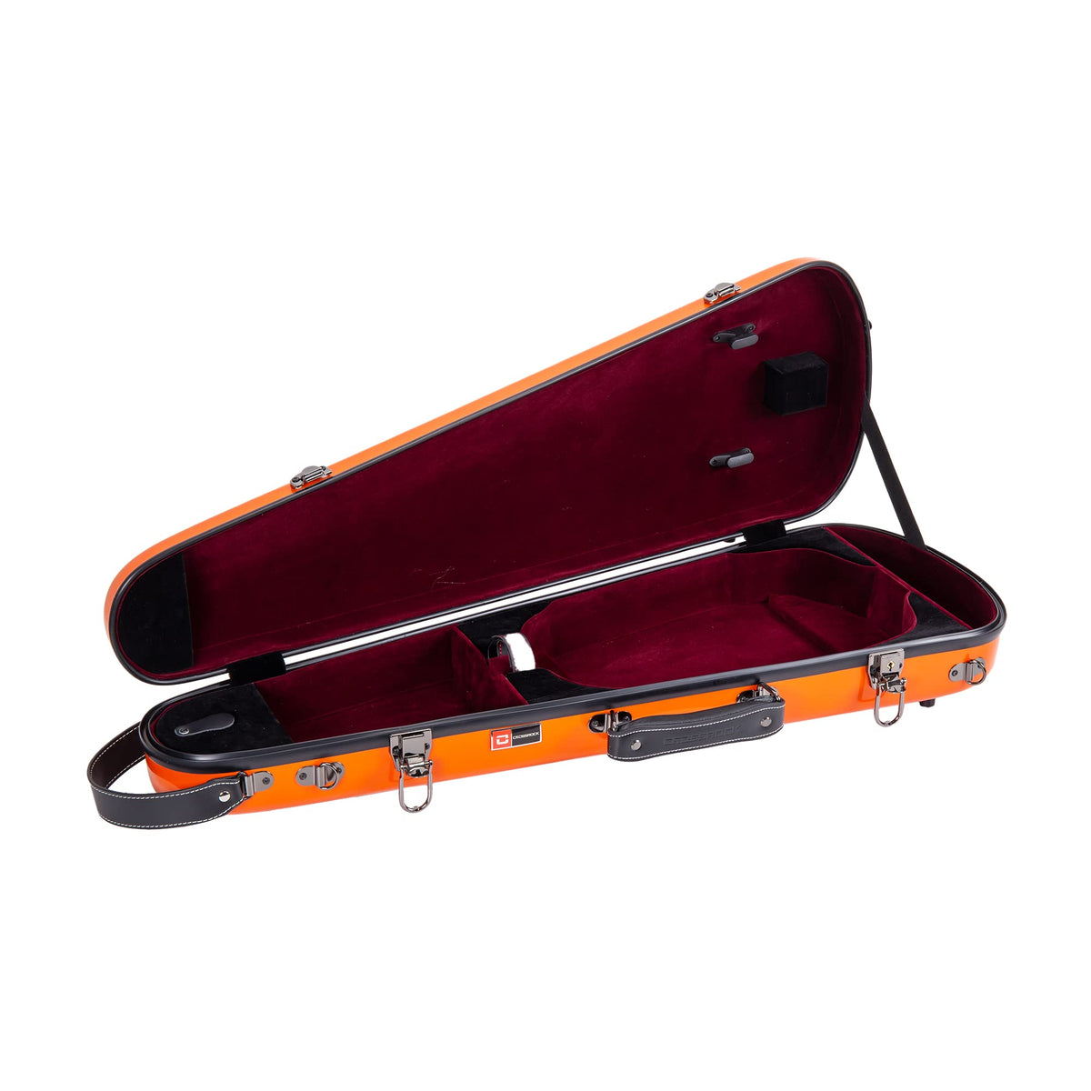 Fiberglass Violin Case for 4/4 Full Size Glossy Orange Velvet Interior N6435