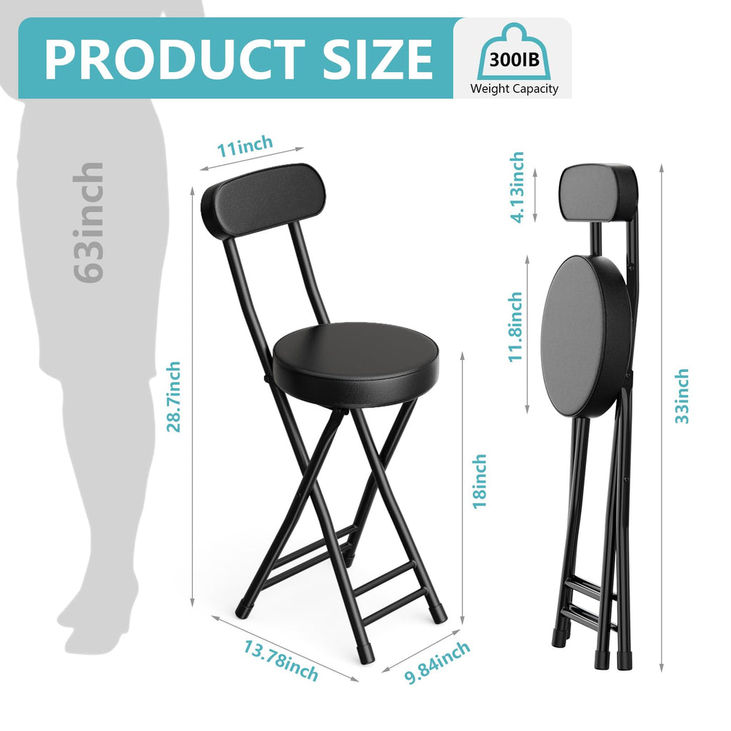 Cushioned Black Folding Stool X616