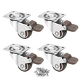 1 Inch TPE Rubber Swivel Caster Wheels Set of 4 with Brakes M6364