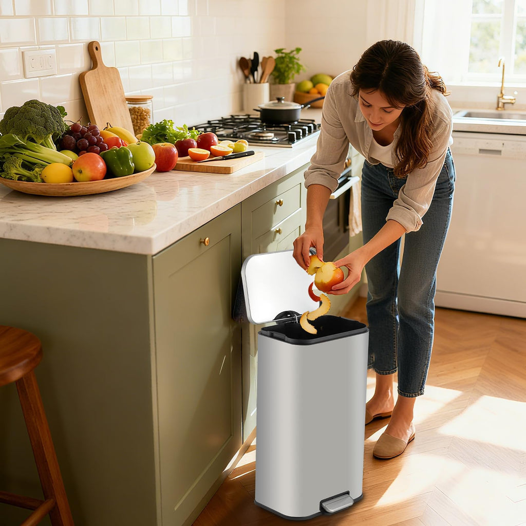 5.2 Gallon Brushed Stainless Steel Trash Can with Soft-Close Lid K88775
