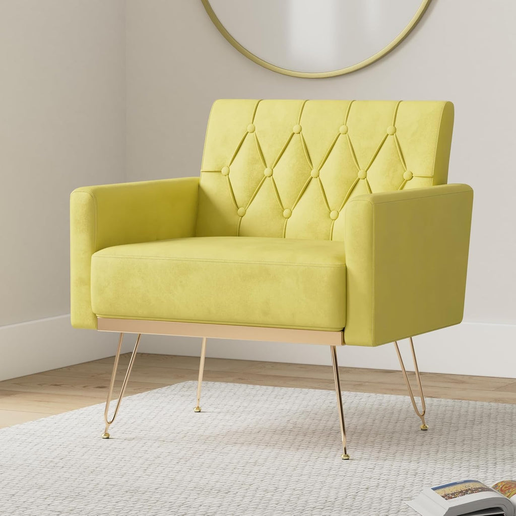 Green Velvet Accent Chair with Arm V8631