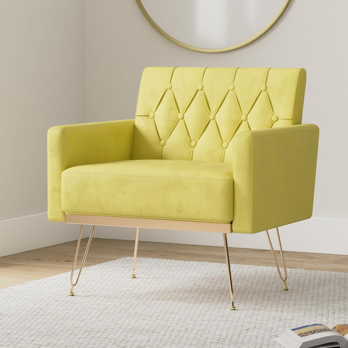 Green Velvet Accent Chair with Arm V8631