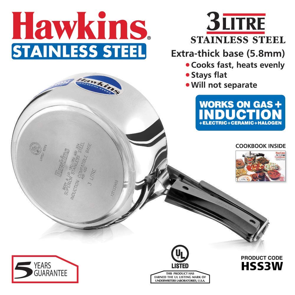 Stainless Steel Induction Compatible Pressure Cooker, 3 Litre N47606