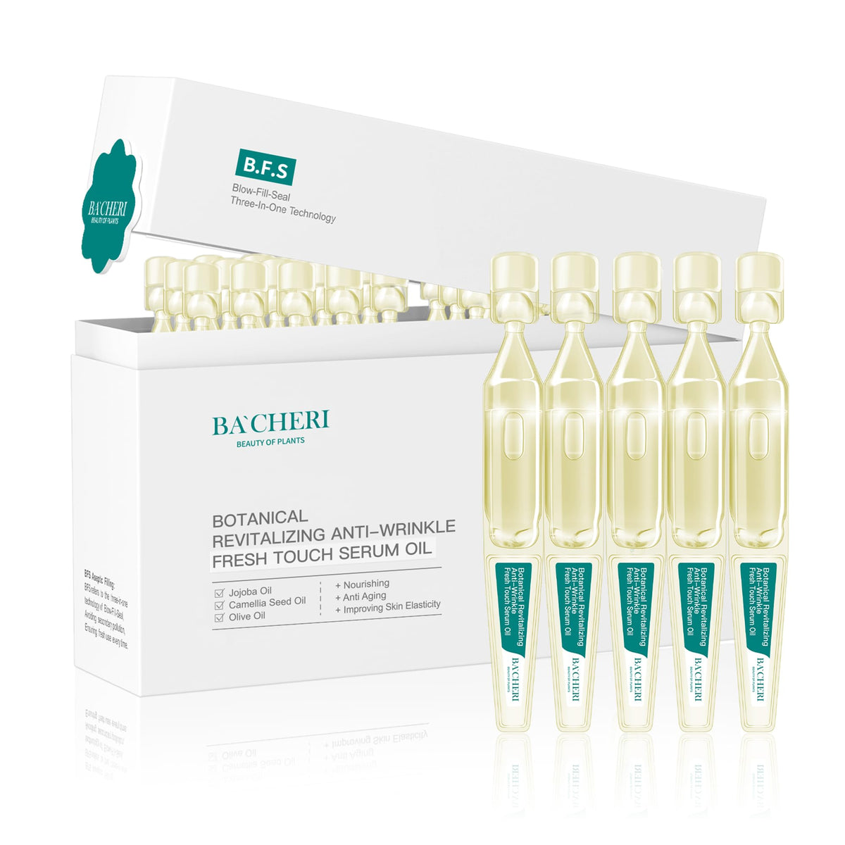 Anti-Aging Face Oil Serum Ampoules with Squalane, Camellia, Jojoba & Meadowfoam Seed Oil, 1ml x 30 Y73283
