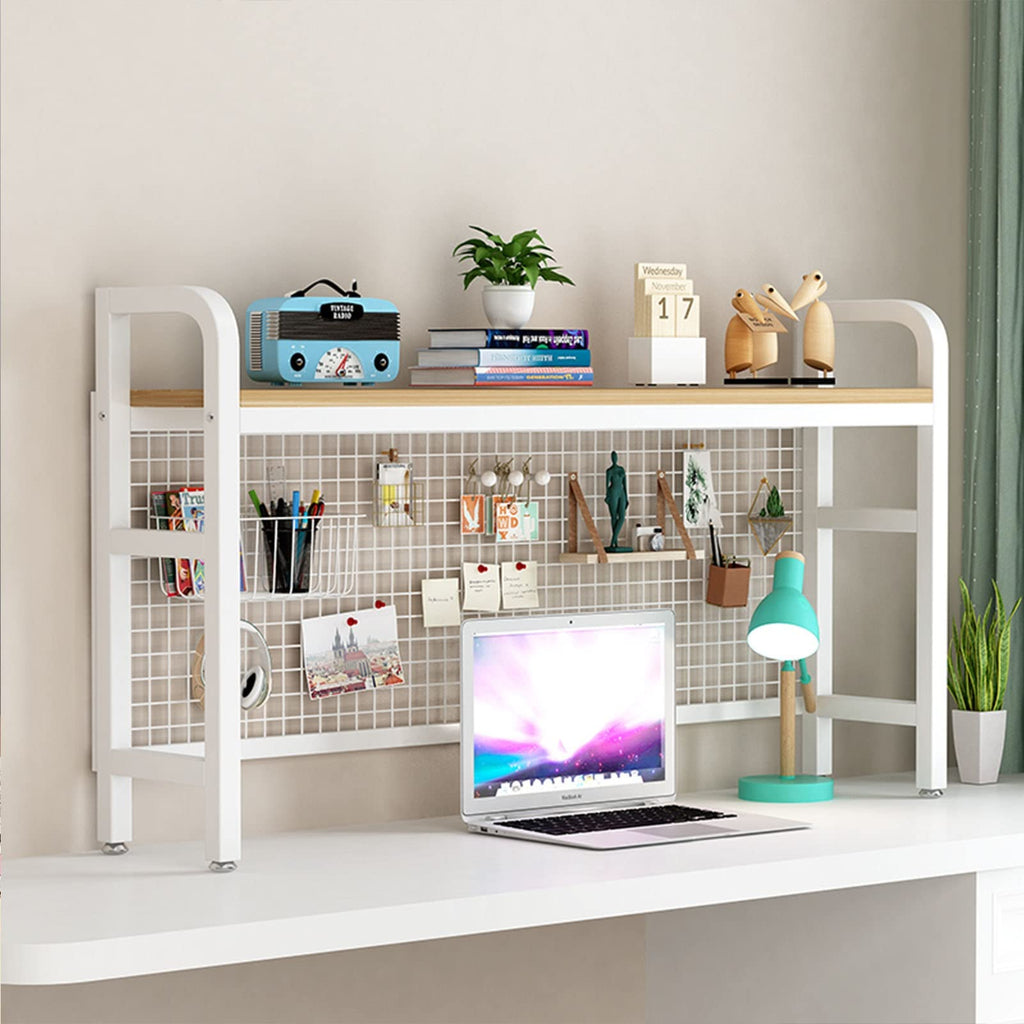 White 2 Tier Adjustable Metal Desktop Bookshelf C293688