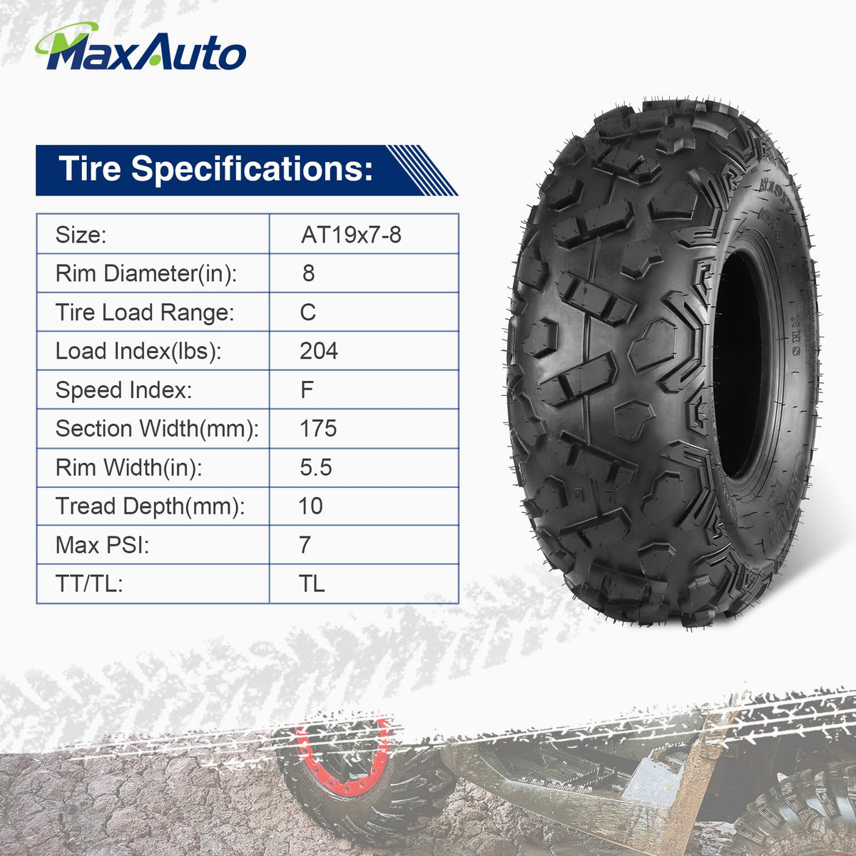 19x7-8 ATV Tires Set of 2 E9118