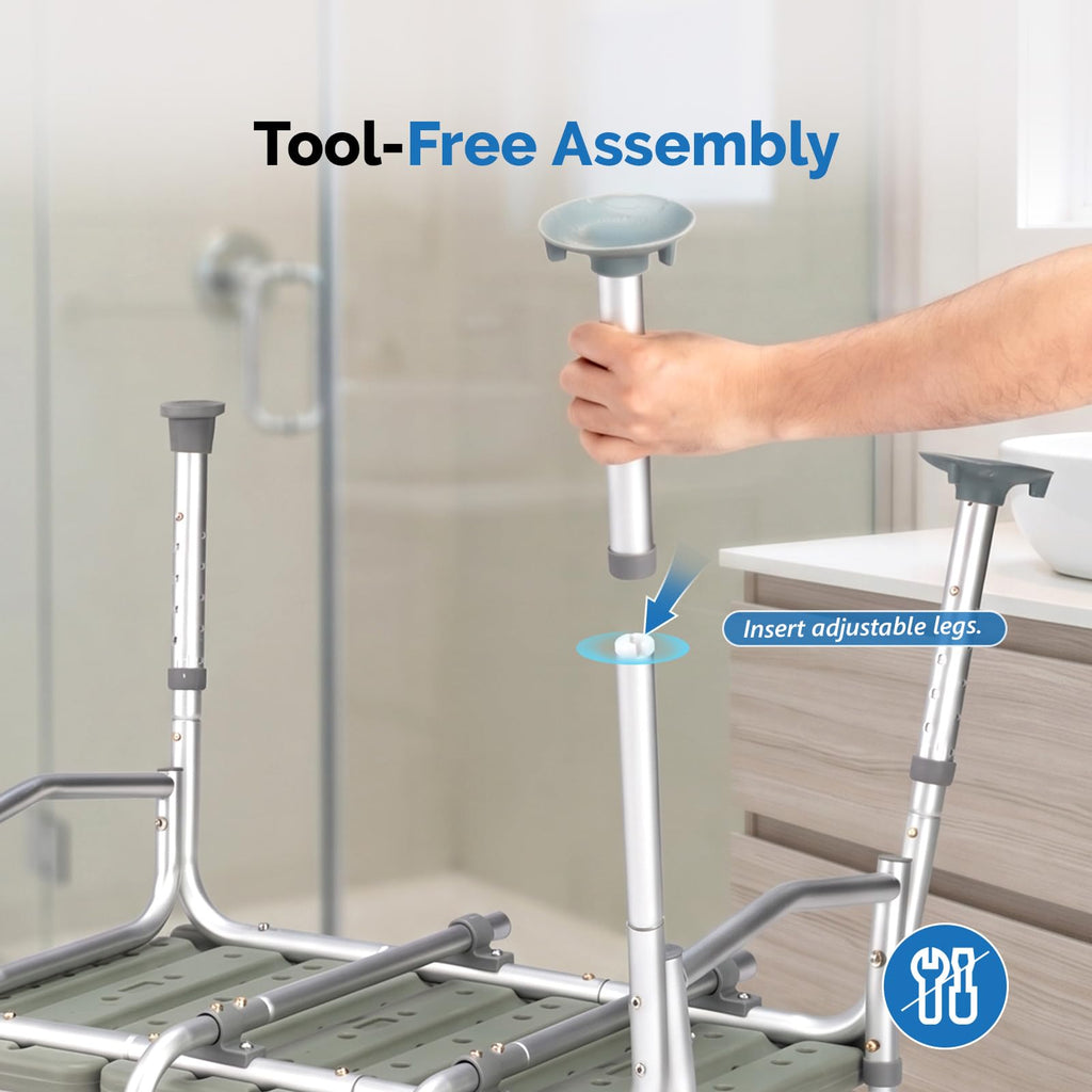Height Adjustable Tub Transfer Bench Shower Chair with Backrest K922
