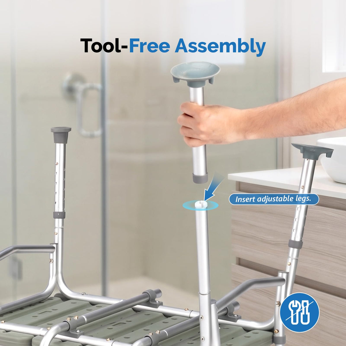 Height Adjustable Tub Transfer Bench Shower Chair with Backrest K922