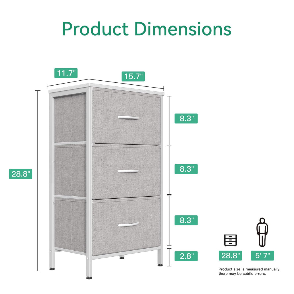 Light Grey 3 Drawer Dresser A140529