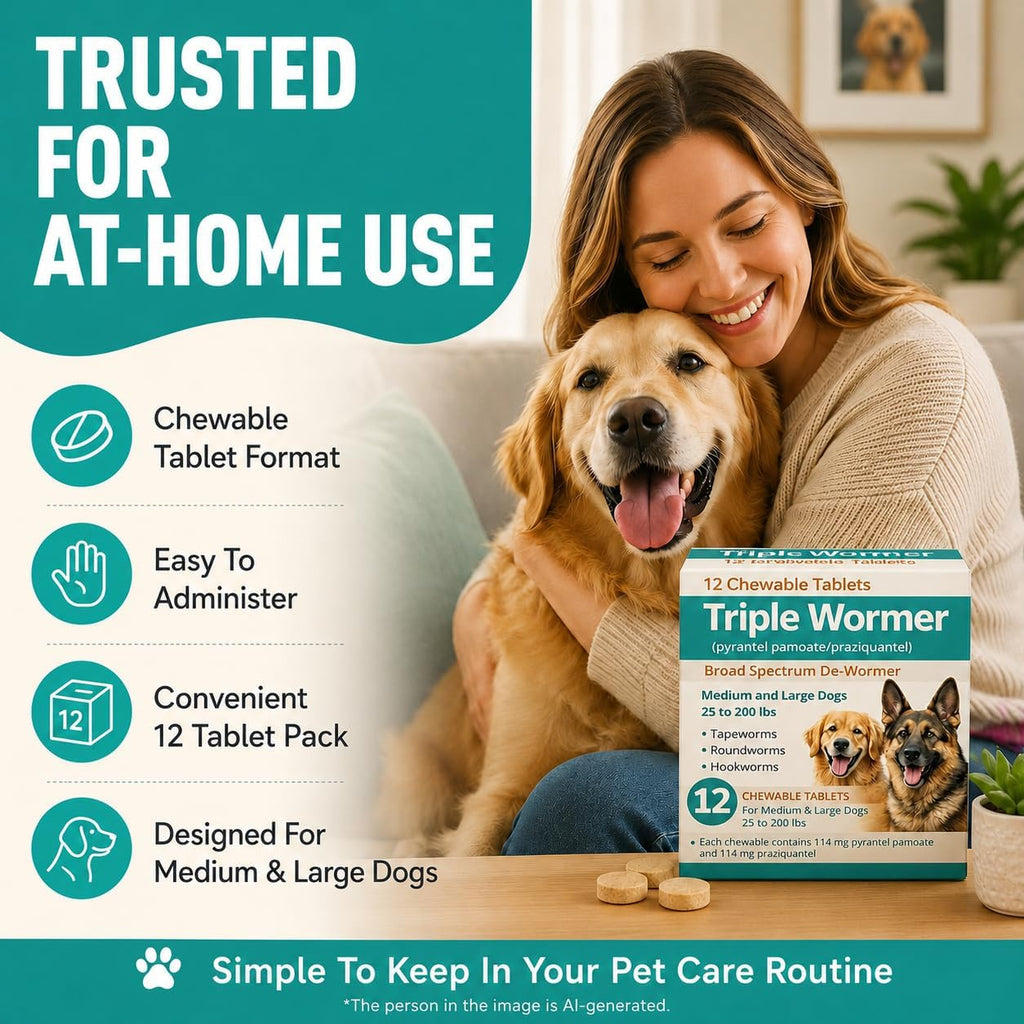 Pyrantel Pamoate and Praziquantel De-wormer Tablet for Medium & Large Dogs V668008