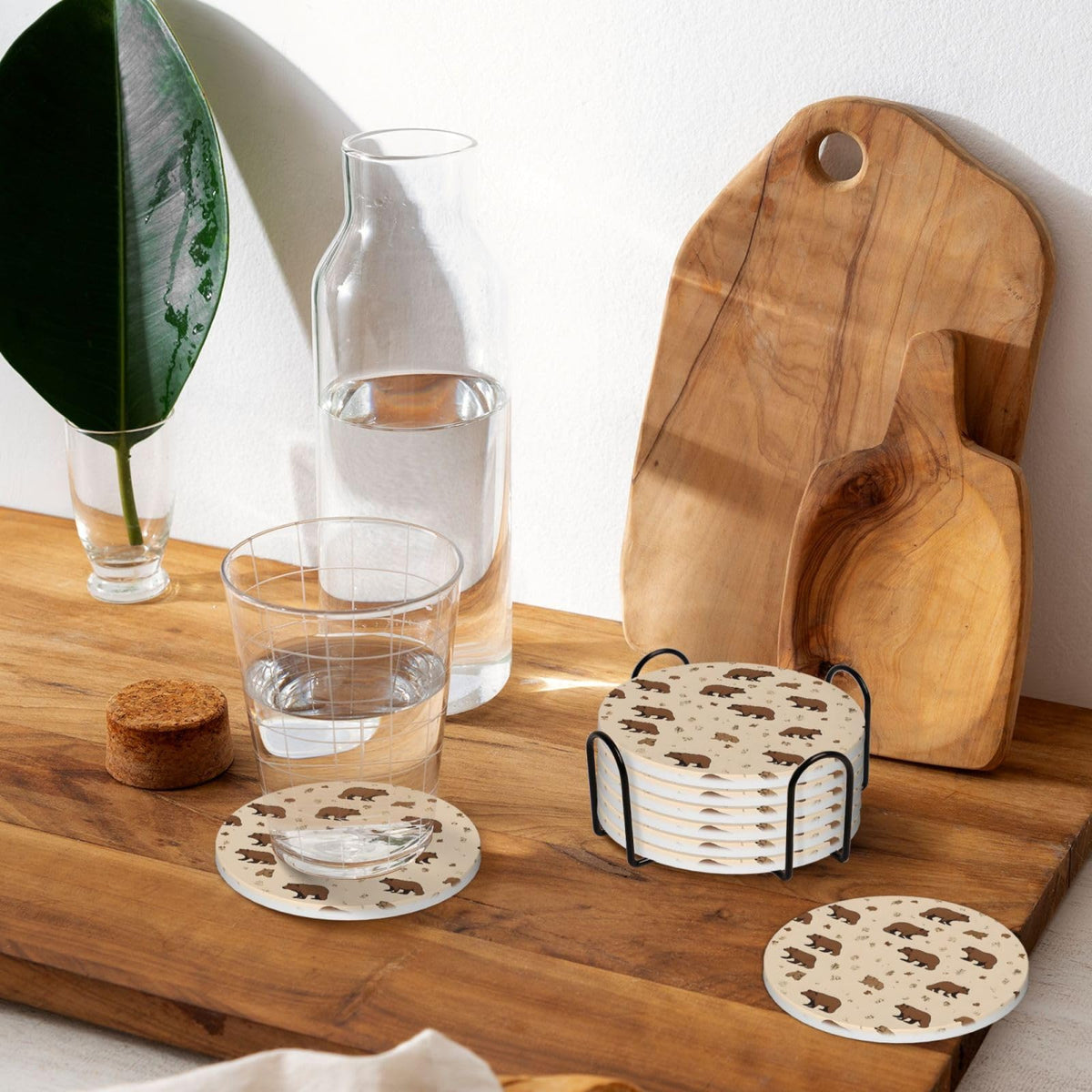6-Piece Set of Absorbent Ceramic Coasters with Cork Backing G81280
