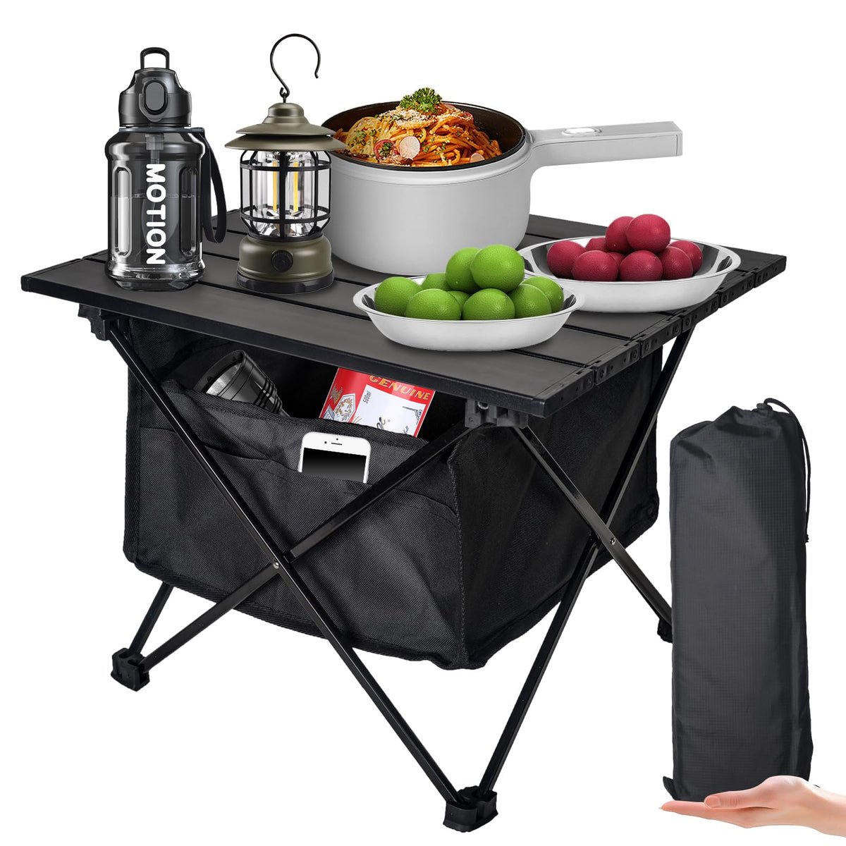 Foldable Aluminum Camping Side Table with Carry Bag D20086